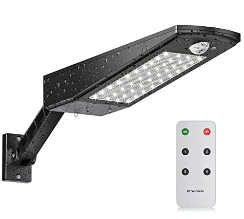 Licwshi Luce Solare LED Esterno, 48 LED Faretti Solari a da Esterno Lampada, con 120° Sensore di Movimento a Infrarossi, IP65 Impermeabile Regolabile Esterno Luci di Sicurezza 4 modalità