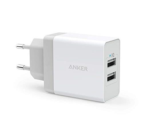 Anker, caricabatterie USB da 24 W, con 2 porte, con tecnologia PowerIQ, caricabatterie da viaggio per iPhone, iPad, Samsung Galaxy, Note, Nexus, HTC, Motorola, LG, Xiaomi e altri