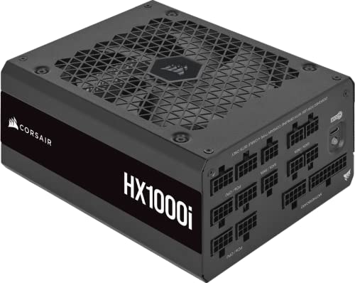 Corsair HX1000i Alimentatore ATX Interamente Modulare Ultra-Silenzioso (Tre Connettori EPS12V, Ventola con Cuscinetto Fluidodinamico, Efficienza Certificata 80 PLUS Platinum) Nero