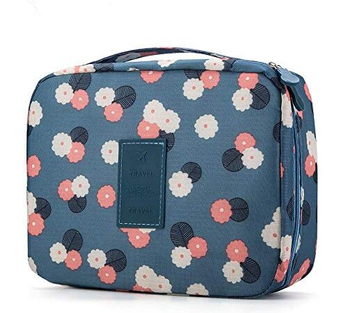 Cosmetici Borsa Beauty Case Make up, Borsa di Trucco Borse Bagno Trucchi Cosmetici Organizzatore Beauty Astuccio Piccolo Donna Porta Trucchi Trousse Makeup con Multi Scomparti da Guizen. (Blu)