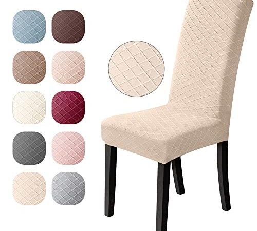 Eozakavod Coprisedie con Schienale 2 Pezzi Bi-Elastico Moderno Coprisedia Elasticizzato Spandex Coprisedia Copertura della Sedia Lavabile Estraibile Coprisedia Sala da Pranzo (Beige, 2 Pezzi)