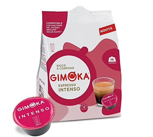 Gimoka - 64 Capsule Compatibili con Macchinetta Caffè Nescafé®* Dolce Gusto®* - Gusto Intenso – Intensità 12 - 4 Confezioni da 16 Capsule - Made in Italy