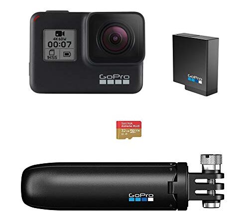 GoPro Pacchetto HERO7 Black - include Shorty, batteria di riserva e scheda di memoria da 32 GB