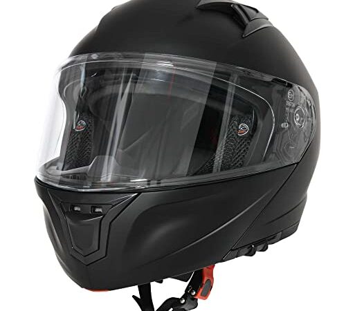 HOMCOM Casco Moto Integrale con Visiera Esterna e Parasole, Slot per Bluetooth e Certificato ECE R22, Taglia XL 61/62cm, Nero