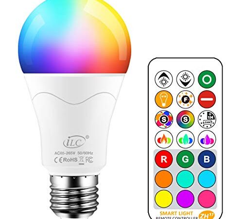 iLC 85W Equivalente Lampadine Colorate Led RGBW Cambiare colore Lampadina E27 Edison RGB LED Lampadine Led a Colori Dimmerabile Telecomando Incluso