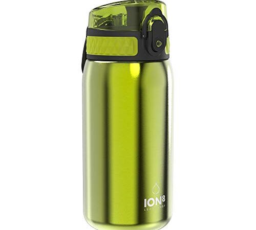 Ion8 Borraccia Acciaio Inox Bambini Senza Perdite, 400 ml, Verde