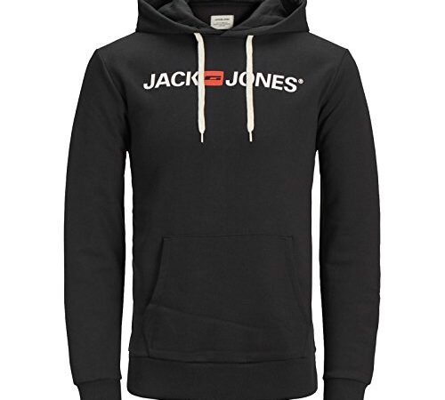 JACK & JONES Jjecorp Logo Sweat Hood Noos 12137054 Felpe con Cappuccio, Black, M Uomo