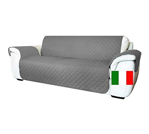 Moonange Copridivano 3 Posti con Braccioli Rivoluzionario Impermeabile Reversibile Antiscivolo Copri Divano Relax Antimacchia Antigraffio Cani Gatti Moderno Salvadivano Seduta 165 cm (Grigio)