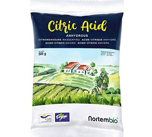 Nortembio Acido Citrico 500 g. Polvere Anidro, 100% Puro. Per Produzione Biologica. E-Book Incluso.