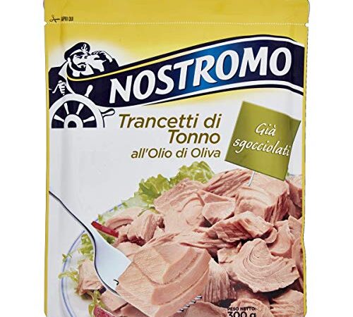 Nostromo - Trancetti di Tonno all'Olio di Oliva, Facili da Aprire e Pronti all'Uso, Già Sgocciolati, Senza Conservanti, Formato in Busta da 300 gr