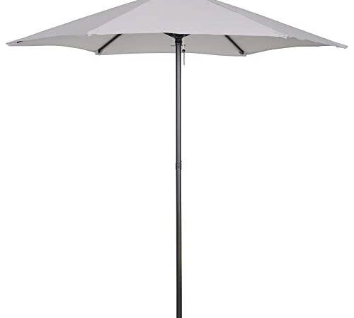 Outusnny Ombrellone da Giardino con Palo Centrale, Ombrellone per Esterno in Alluminio, Φ196x204cm, Grigio Chiaro