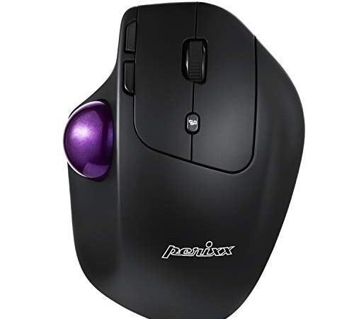 Perixx PERIMICE-720 2.4GHz Mouse trackball Ergonomico Wireless Bluetooth, Angolo Regolabile, 2 Livelli DPI, Nero