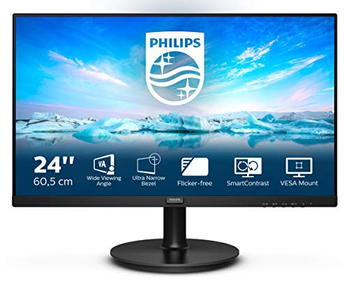 Philips 241V8L Monitor 24" LED VA Full HD, 1920 x 1080, Gaming Adaptive Sync, 75 Hz, HDMI, VGA, Attacco VESA, Nero