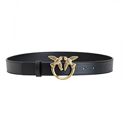 Pinko Love Berry Simply H3 Belt Vite Cintura, Z99Q_Nero-Antique Gold, M Donna