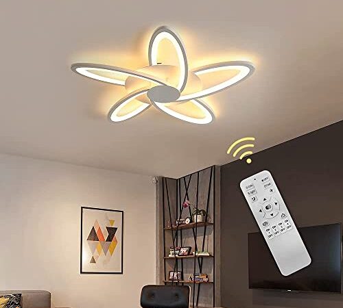 Plafoniera Led Moderna Dimmerabile con Telecomando 30W Bianco Acrilico Design a Petalo Lampada Soffitto Moderna 3000K-6500K Plafoniera Led per Camera da Letto, Soggiorno, Sala, Pranzo, Corridoio