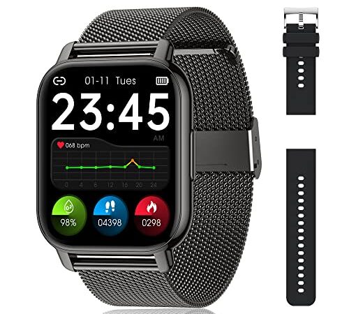 Popglory 1.85" Smartwatch Chiamate e Risposta Bluetooth, 23 Sport Orologio Smartwatch Uomo Donna, Fitness Contapassi Cardiofrequenzimetro Pressione Sanguigna SpO2, Monitoraggio del Sonno, Android iOS