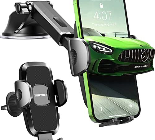 Porta Cellulare da Auto Supporto Auto Smartphone per Cruscotto/Parabrezza/ Bocchetta Dell’aria 360 Gradi di Rotazione Operare con Una Sola Mano Supporto Porta Telefono Auto Universale - Nero