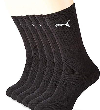 Puma Sportsocken Cush Crew 6P Calzini Sportivi, Nero, 43-46 (Pacco da 6) Unisex