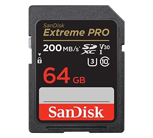 SanDisk Scheda SDXC Extreme PRO da 64 GB + RescuePRO Deluxe, fino a 200 MB/s, UHS-I, Classe 10, U3, V30