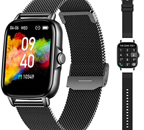 Smartwatch Uomo 1,7'' HD Orologio Tracker Fitness con Risposta Chiamate Cardiofrequenzimetro SpO2 Monitor Sonno Contapassi Notifiche Messaggi Cronometro Smart Watch Sportivo per Android iOS