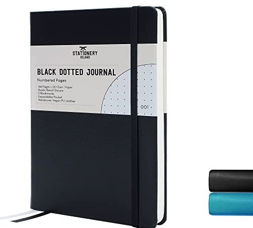 Stationery Island Quaderno Puntinato – Nera. Bullet Journal Con Copertina Rigida, 144Pagine e Carta Premium 120gsm