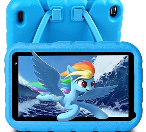 Tablet Bambini 7 Pollici Android 11, YESTEL X3 Tablet Per Bambini Con Wi-Fi, Supporto Controllo Dei Genitori/1.6 GHz/GPS/32GB Espandibili Fino A 128GB, Tablet Con Cover Anti-Caduta, Blu