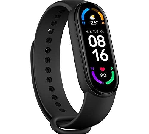 Xiaomi Mi Smart Band 6 Activity Tracker Fitness Smartwatch con Schermo AMOLED a Colori 1,56'', Ricarica Magnetica, 50m Impermeabile, SpO2, Pedometro e Notifiche di Messaggi, Scattare Foto - Nero