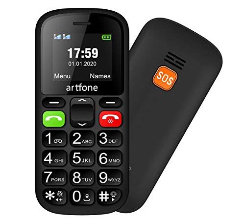 artfone CS181 Telefono Cellulare per Anziani con Tasti Grandi | Funzione SOS | 1.77" Display | Doppia SIM | Chiamata Rapida | Torcia | Radio FM Suono Alto | 1000mAh Batteria | Fotocamera, Noir