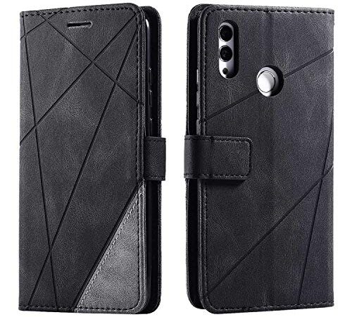 Cover per Huawei Honor 10 Lite/Huawei P Smart 2019, SONWO Flip Caso in PU Pelle Case Cover Portafoglio Custodia per Huawei Honor 10 Lite/Huawei P Smart 2019, [Kickstand] [Slot per Schede], Nero