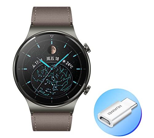 HUAWEI WATCH GT 2 Pro Smartwatch, Touchscreen 1.39 pollici AMOLED HD, con Adattatore Ap52, 2 Settimane di Utilizzo con una Ricarica, Chiamate Bluetooth, Monitoraggio del Battito Cardiaco, Grigio