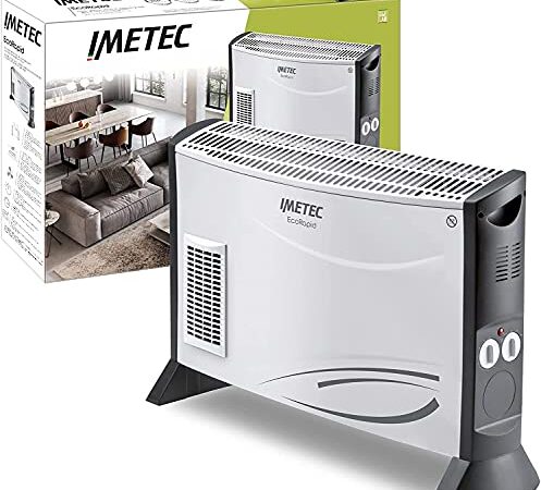 Imetec Eco Rapid, Stufa Elettrica 2000 W, Tecnologia a Basso Consumo Energetico, Termoconvettore 4 Temperature, Termostato Ambiente, Silenzioso