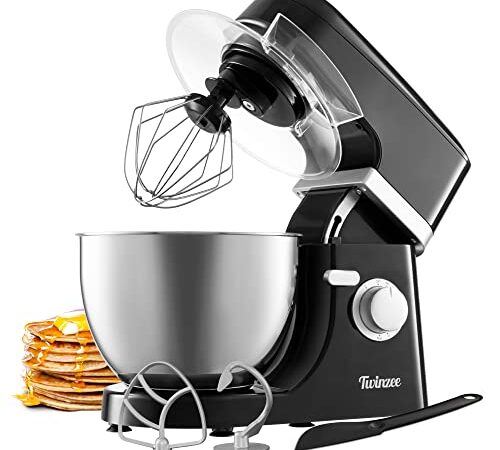 Impastatrice Planetaria Multifunzione - 1000 W - 6 Velocità Impasto - 4 Accessori Inclusi - Frusta a Foglia - Frusta a Filo - Gancio Impastatore - Sbattitore Elettrico Cucina