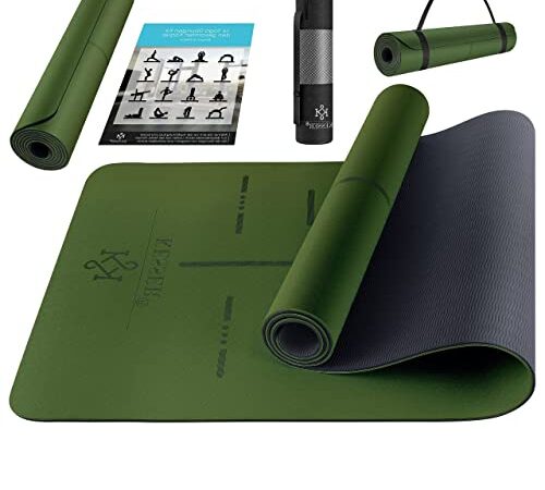 KESSER® Tappetino da ginnastica con tracolla, antiscivolo, in TPE, imbottito e antiscivolo, 183 x 61 cm, per fitness, sport, pilates e ginnastica, allenamento extra spesso, verde