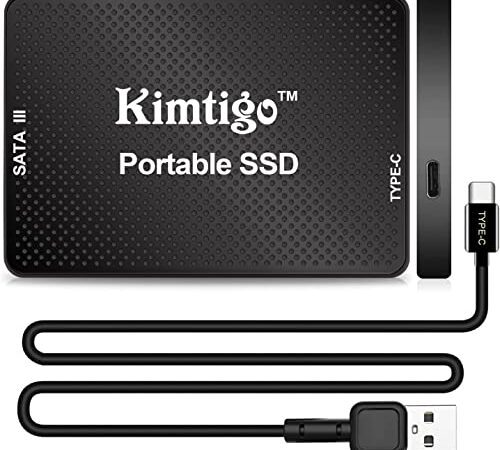 Kimtigo SSD interno da 2,5 pollici 250G Multiuso Portatile Esterno Mobile Extreme Solid State Drive con Interfaccia USB-C di Tipo C e Interfaccia SATA III per Laptop Desktop Gaming Office