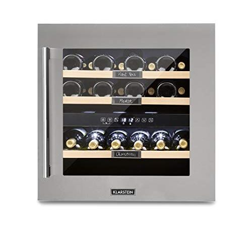 Klarstein Vinsider Cantinetta Vino da Incasso, Cantina Vino Refrigerata a Zona Doppia per Prosecco e Birra, Con Controllo Touch, Frigo Vino per Esterno/Interno, 5-22°C, 85 Litri, 36 Bottiglie