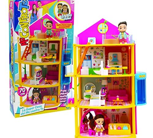 Me Contro Te - Casa Deluxe con due cutie dolls incluse Sofì e Luì, con tante stanze accessoriate e l'ascensore che funziona davvero, a partire dai 3 anni, MEC57000, Giochi Preziosi