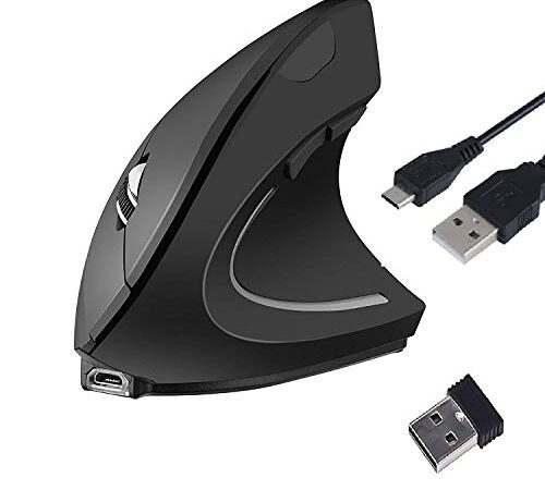 Mouse Verticale Ergonomico Mouse Verticale Wireless USB Ricaricabile Mouse Ottico 2.4G Mouse Ottico ad Alta Precisione Adjustable 800/1200/1600 DPI, 5 Pulsanti Per PC/Laptop/Mac