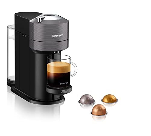 Nespresso Vertuo Next ENV120.GY, Macchina da caffè di De'Longhi, Nuovo Sistema Capsule Nespresso Vertuo, Serbatoio acqua 1L, Grigio