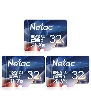 Netac 32G Scheda Micro SD Set da 3, Scheda di Memoria A1, U1, C10, V10, FHD, 600X, UHS-I Velocità fino a 90/10 MB/sec(R/W) Micro SD Card per Telefono, Videocamera, Switch, Gopro, Tablet