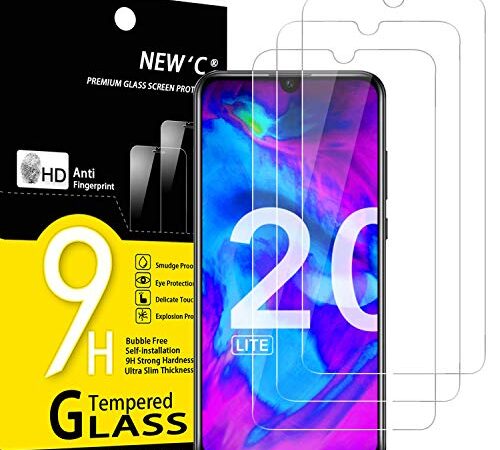 NEW'C 3 Pezzi, Vetro Temperato per Honor 20 Lite, Honor 20i, Pellicola Prottetiva Anti Graffio, Anti-Impronte, Senza Bolle, Durezza 9H, 0,33mm Ultra Trasparente, Ultra Resistente