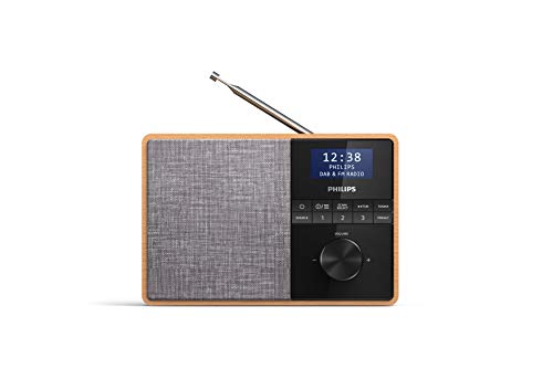 Philips R5505/10 Radio Portatile con Bluetooth, Cabinet in Legno, DAB+/FM, Driver Dell'altoparlante Full-Range da 3", Timer Cucina, Alimentazione a Corrente o a Batterie