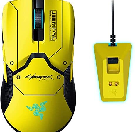 Razer Viper Ultimate con stazione di ricarica - Wireless Gaming Mouse che pesa solo 74g per PC/Mac (ultraleggero, ambidestro, cavo Speedflex, sensore ottico Focus+, Chroma RGB) Cyberpunk 2077 Ed.