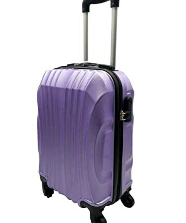 R.Leone Valigia Trolley Bagaglio a mano 55x40x20cm Rigido Ultraleggero in ABS 4 Ruote Autonome 3N (Modello 2037, Viola chiaro)