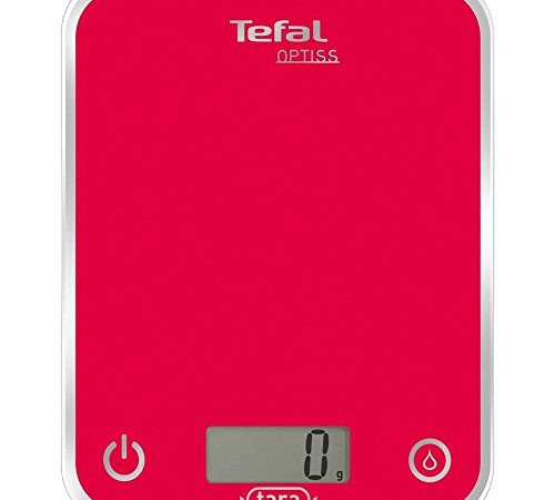 Tefal BC5003 Optiss Glass Bilancia da Cucina Elettronica, Acciaio, Rosso