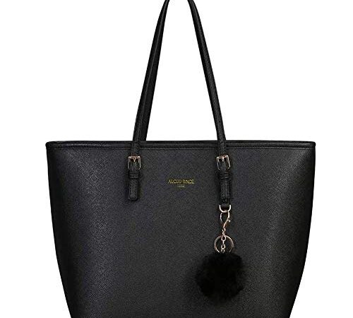 URAQT Borse Tote Donna, Borsa della spesa Borse Donna da Spalla Semplice Grandi Capacità Moda Tote Bag Borse Donna Grandi Borse Nera