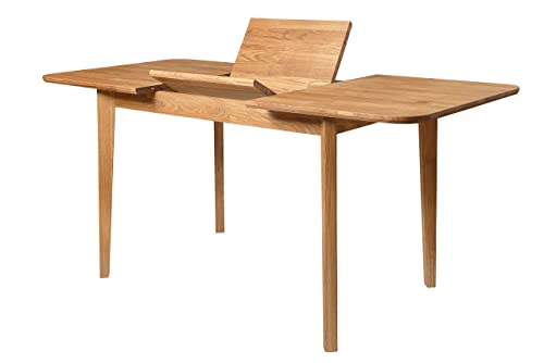 Nordicstory - Tavolo da pranzo allungabile France, legno massello di rovere, stile nordico o scandinavo, design moderno per soggiorno, 4-8 persone, 120-160 x 80 x 75 cm. (Rovere Naturale)