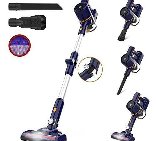 TASVAC Aspirapolvere senza fili, Scopa elettrica pieghevole,senza sacco,leggera 1,36KG, 20kPa, Luce LED, Due filtri a spugne, Autonomia 40 Min, Pavimenti Tappeto Peli di animali domestici